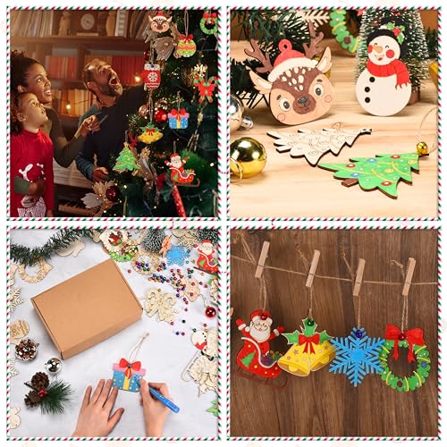 96 Pcs Unfinished Wood Slices Christmas Ornaments V37234