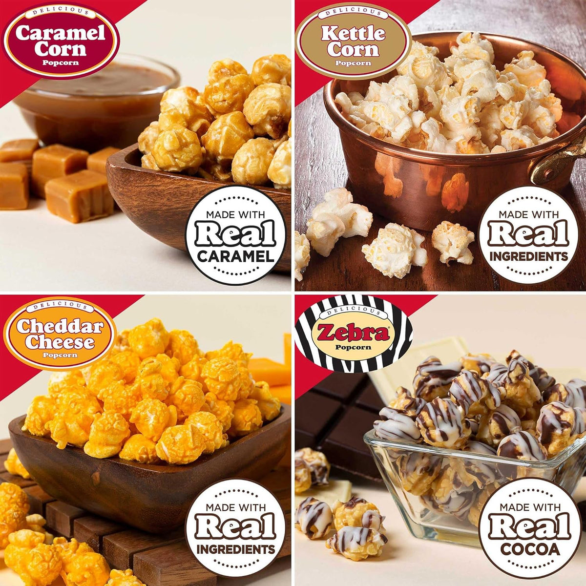 12 Cone Variety Gourmet Popcorn Snack Packs I9379