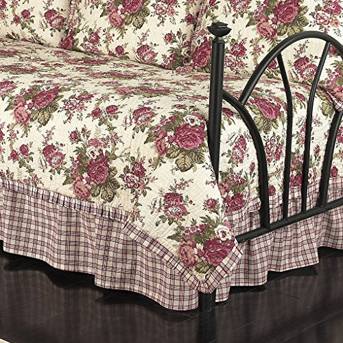 5-Piece Reversible Daybed Quilt Bedspread Set, 105" x 54", Tea Stain B848805