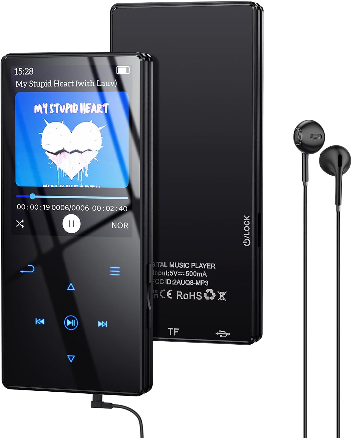 64GB Bluetooth 5.3 MP3 Player with HD Speaker and 2.4" Screen L615