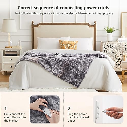 50x60 Electric Heated Throw Blanket with Faux Fur Sherpa E9151