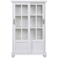 White Bookcase with Sliding Glass Doors P73048