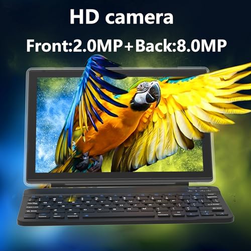 Blue 10.1 inch Android 14 Tablet with Keyboard Case Mouse Stylus Film, 8GB+64GB, 1280*800 HD Touch Screen, 8MP Dual Camera, Wi-Fi Bluetooth U42016