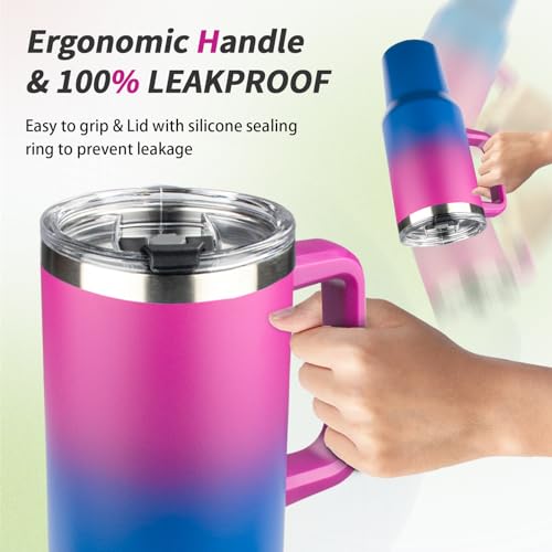 40 oz Stainless Steel Vacuum Insulated Tumbler with Handle and Straw A213750