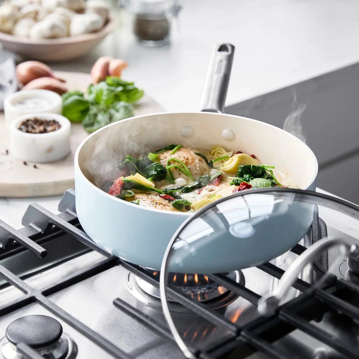 10-Piece Non-Stick Ceramic Cookware Set, Light Blue L658305