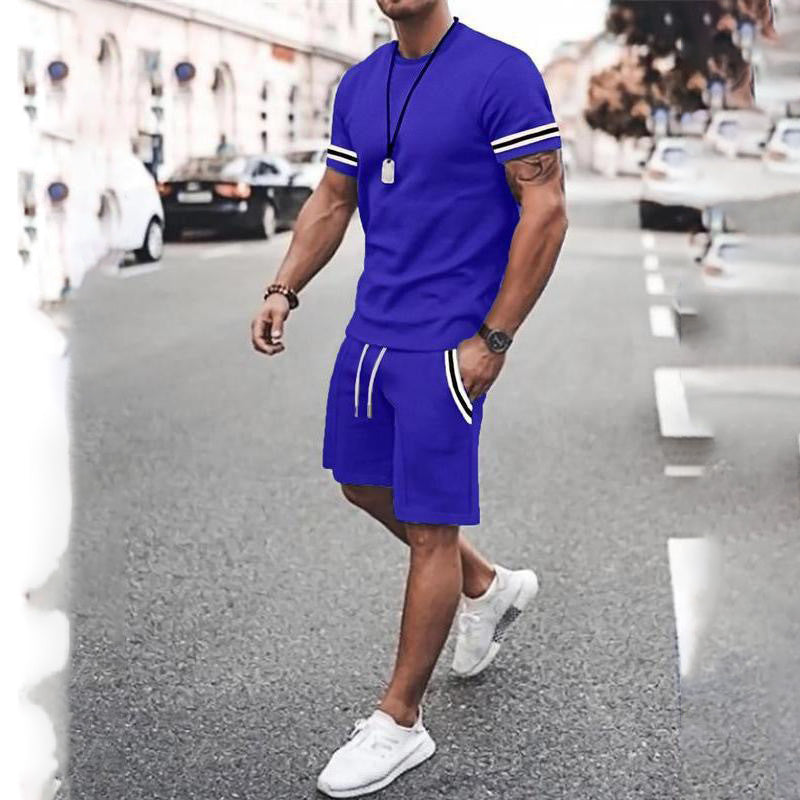Men's Printed Color-Block Short-Sleeve Set
