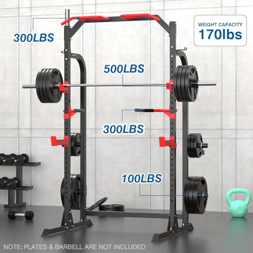 Power Cage Squat Rack with Adjustable Cable Crossover System Y2537