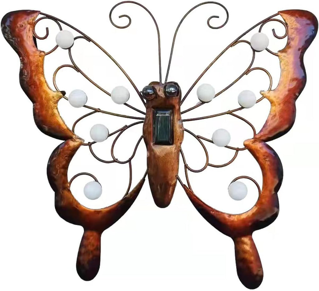 Solar Metal Butterfly Garden Wall Art with Solar Light P908