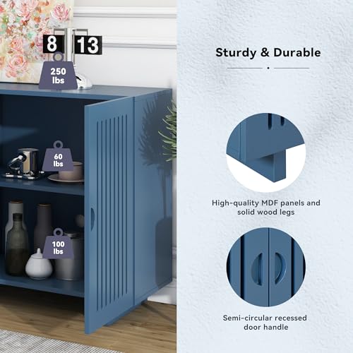 60" Wood Sideboard Cabinet with 2 Doors and 2 Adjustable Shelves (Almond) I742249