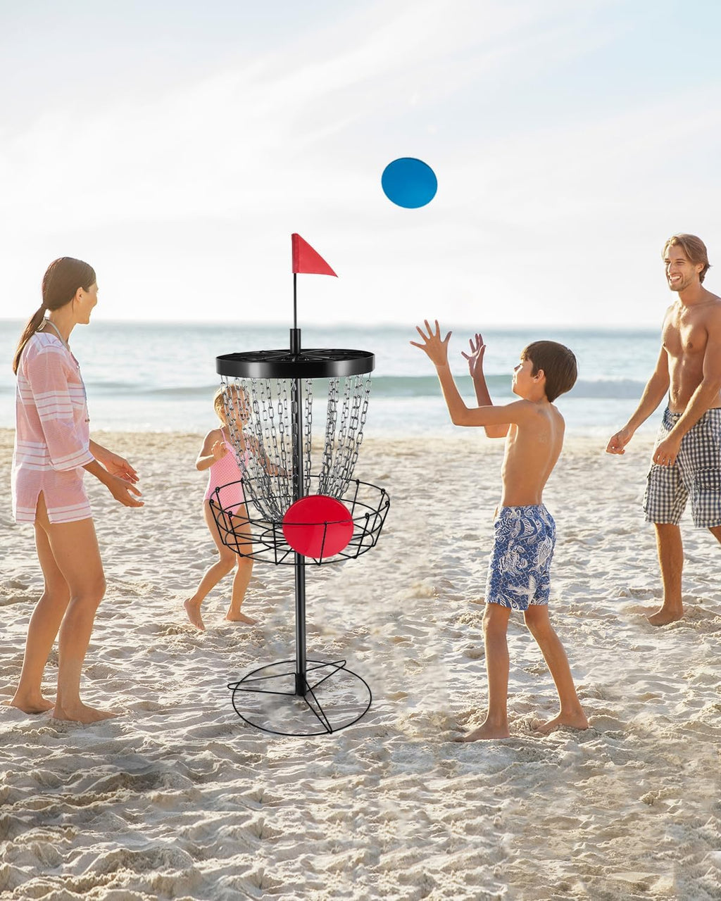 Portable Disc Golf Basket with 24 Chains S537716