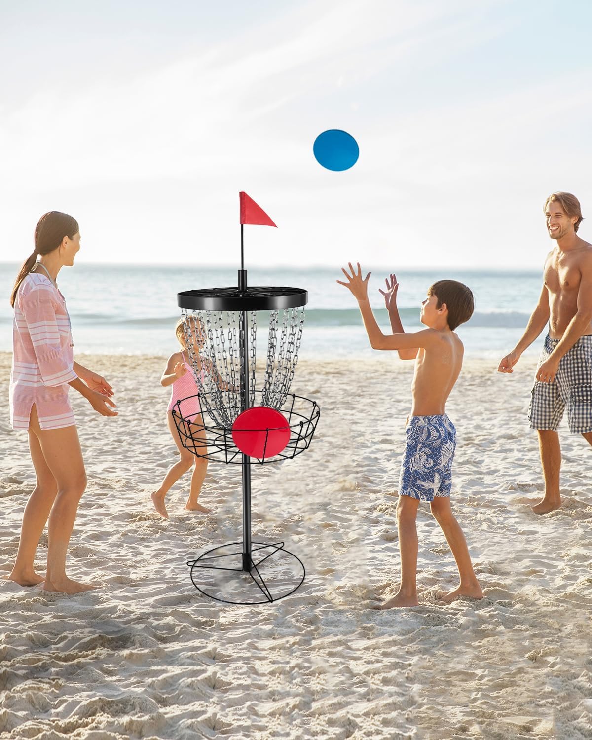 Portable Disc Golf Basket with 24 Chains S537716