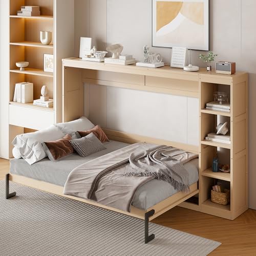 Full-Size Foldable Wall Bed with Storage Drawer I526053