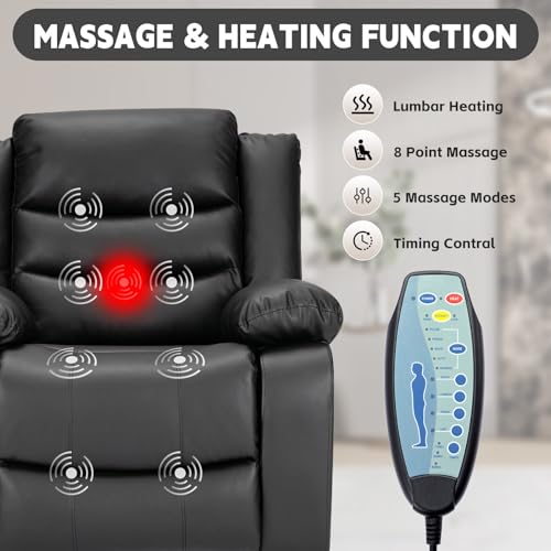 Brown Leather Power Lift Recliner Chair with Massage and Heating J967