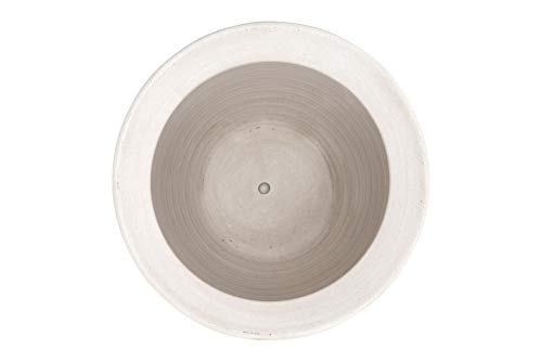 Large Matte White Embossed Stoneware Planter F47228
