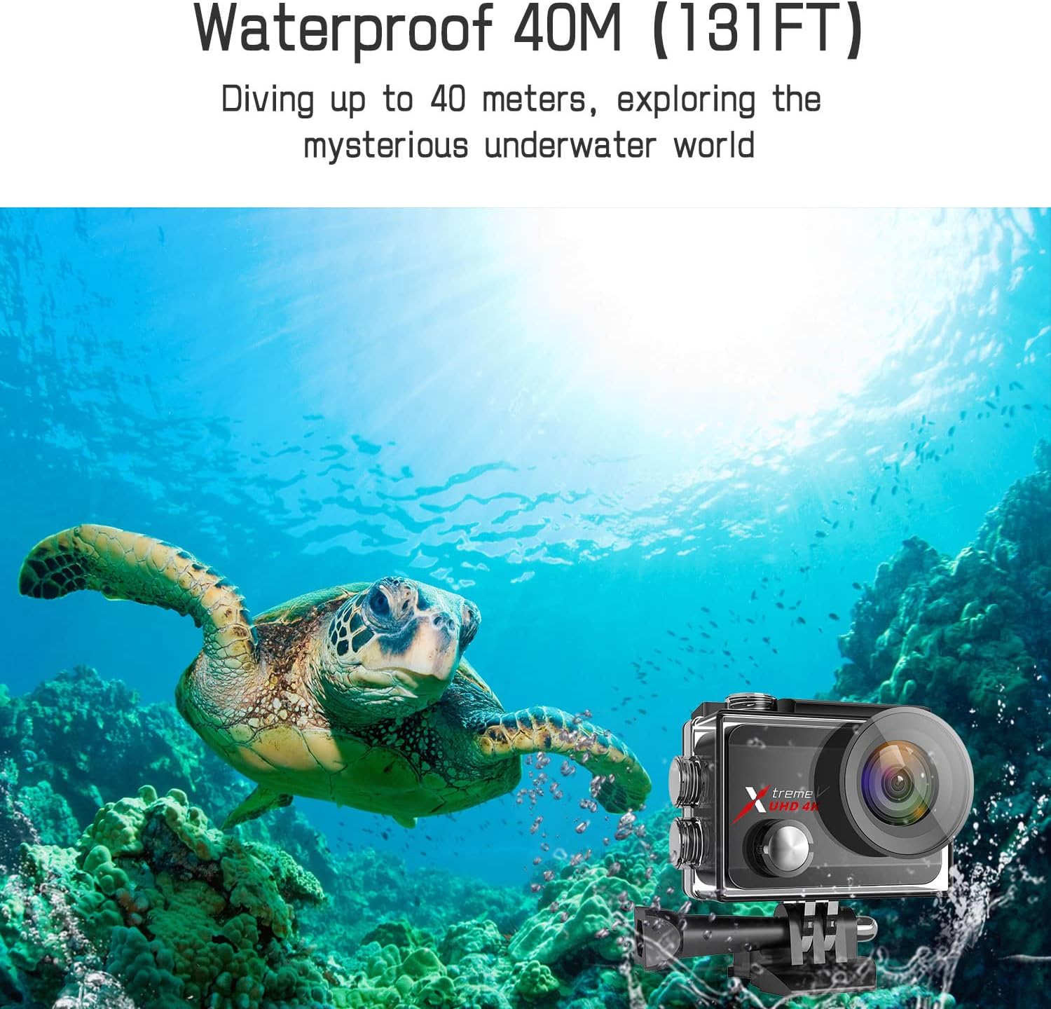 4K 60FPS 20MP Waterproof Action Camera with Touch Screen Stabilizer and 2 Rechargeable Batteries G3947