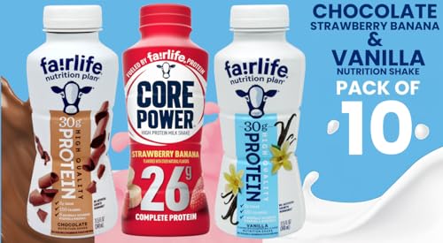 10 Pack Chocolate Vanilla Strawberry Protein Shake X646