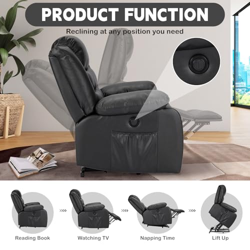 Brown Leather Power Lift Recliner Chair with Massage and Heating J967