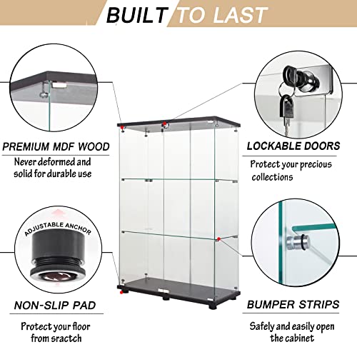 White Glass Display Cabinet with 3 Shelves, 49.3" H x 16.7" W x 14.3" D P4083