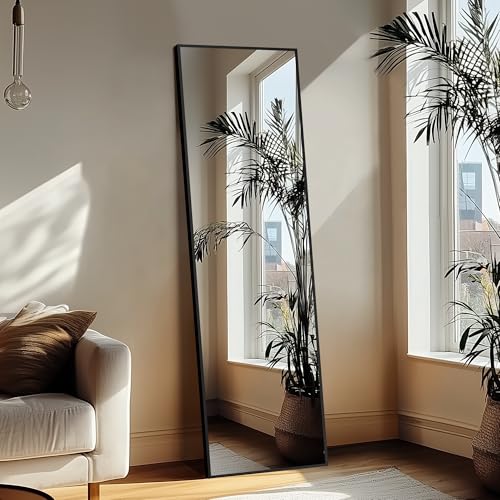 Black Full Length Floor Mirror with Aluminium Frame K25183
