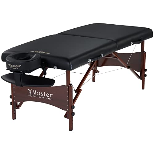 Walnut Stained Hardwood Portable Massage Table with 2.5" Cushion, Black, 30" R897720