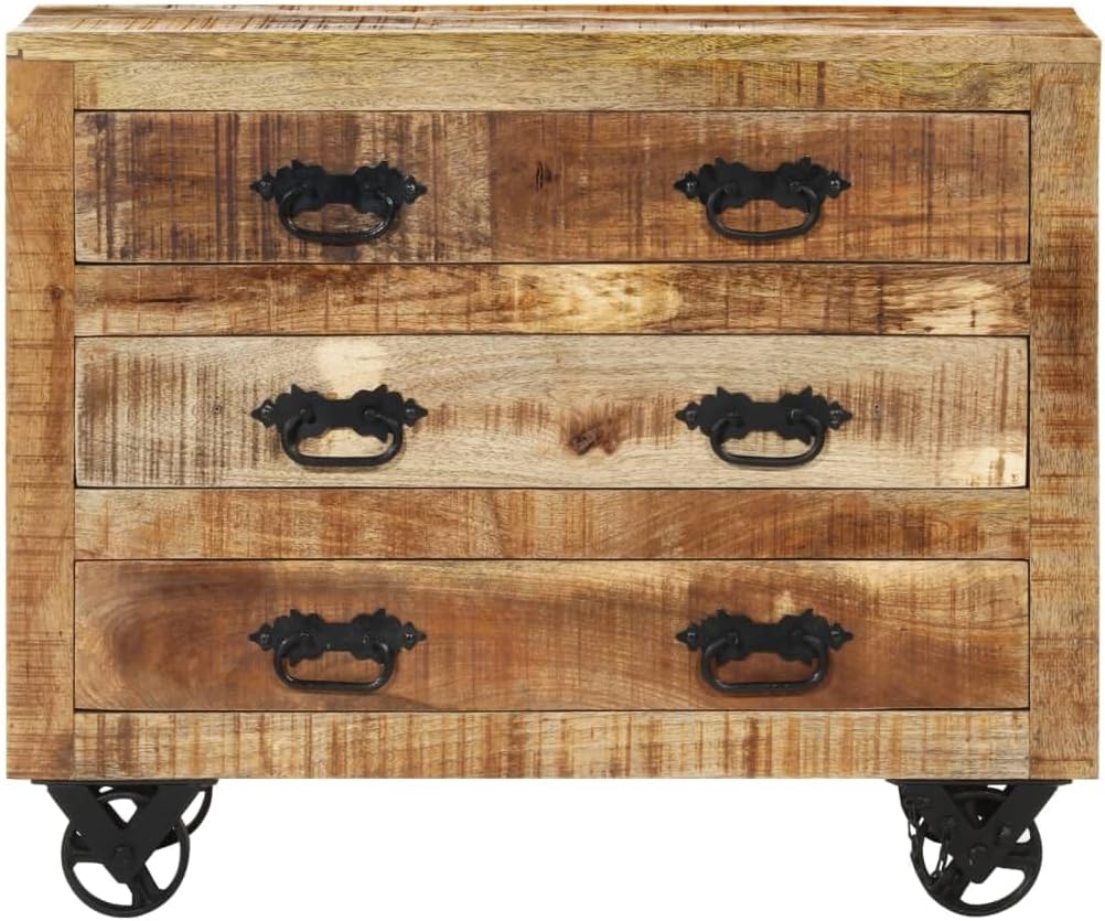 Solid Rough Wood Mango Sideboard with 3 Drawers O90427