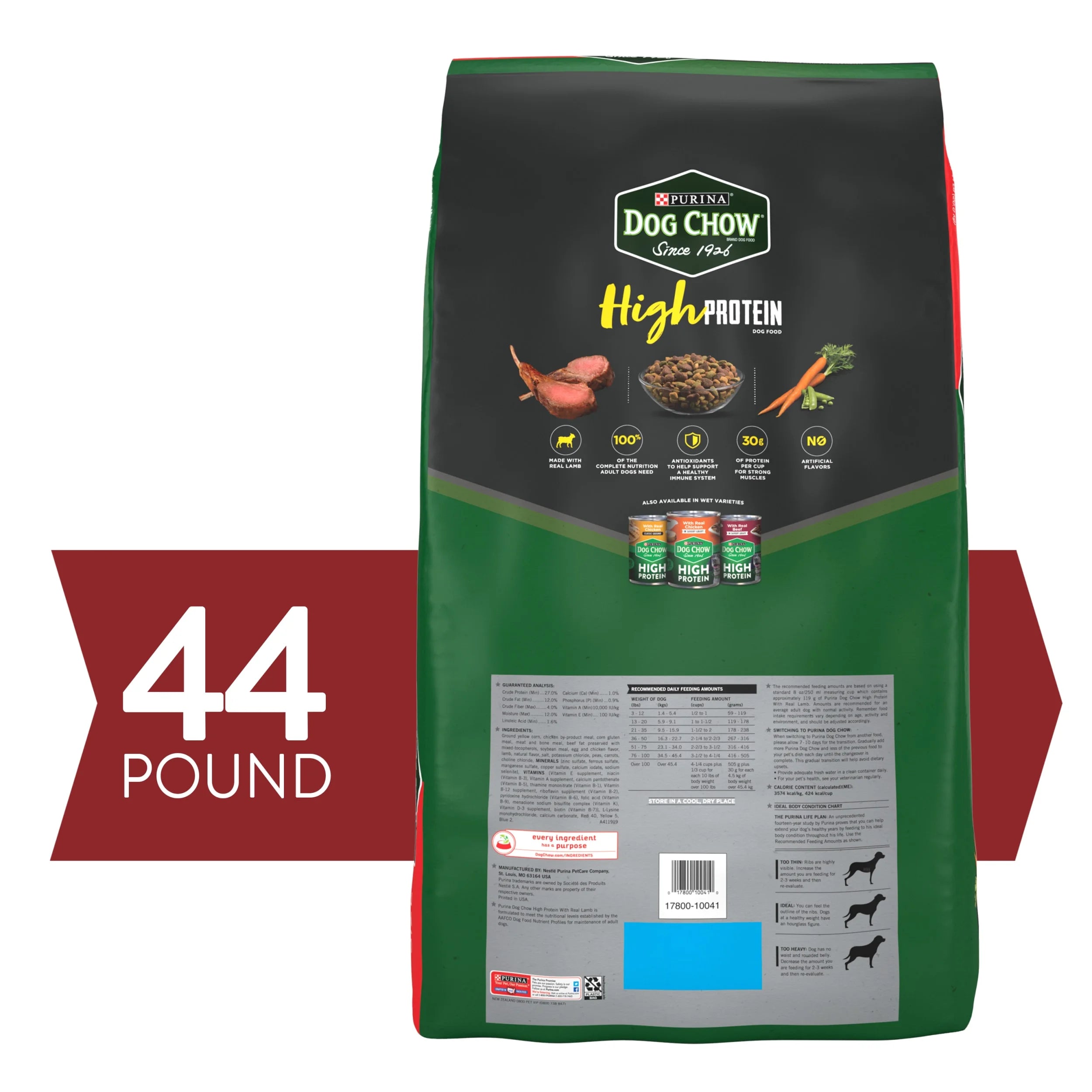 High Protein Dry Dog Food with Real Lamb & Beef Flavor, 44 lb. Bag O23462