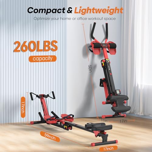 4 in 1 Foldable Rowing Machine with LCD Monitor D8707
