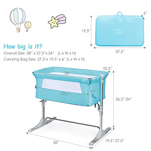 Grey Baby Bedside Crib with Carrying Bag T2664