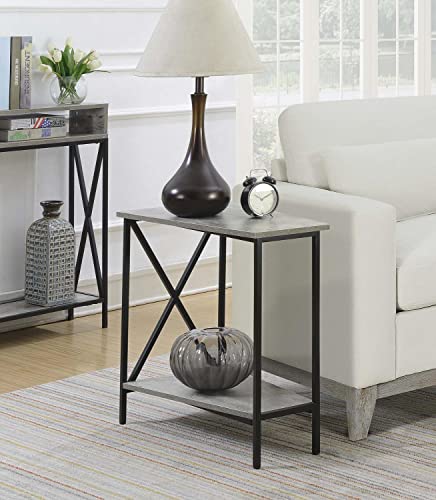 Faux Birch Black Wedge End Table S14743