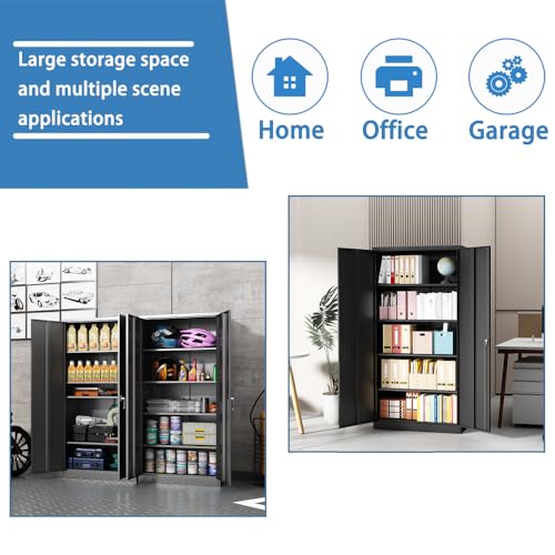 72" Locking Metal Storage Cabinet with 2 Doors and 4 Adjustable Shelves W578134