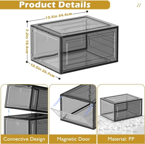White Clear Plastic Shoe Storage Organizer Stackable Boxes 6 Pack V9592