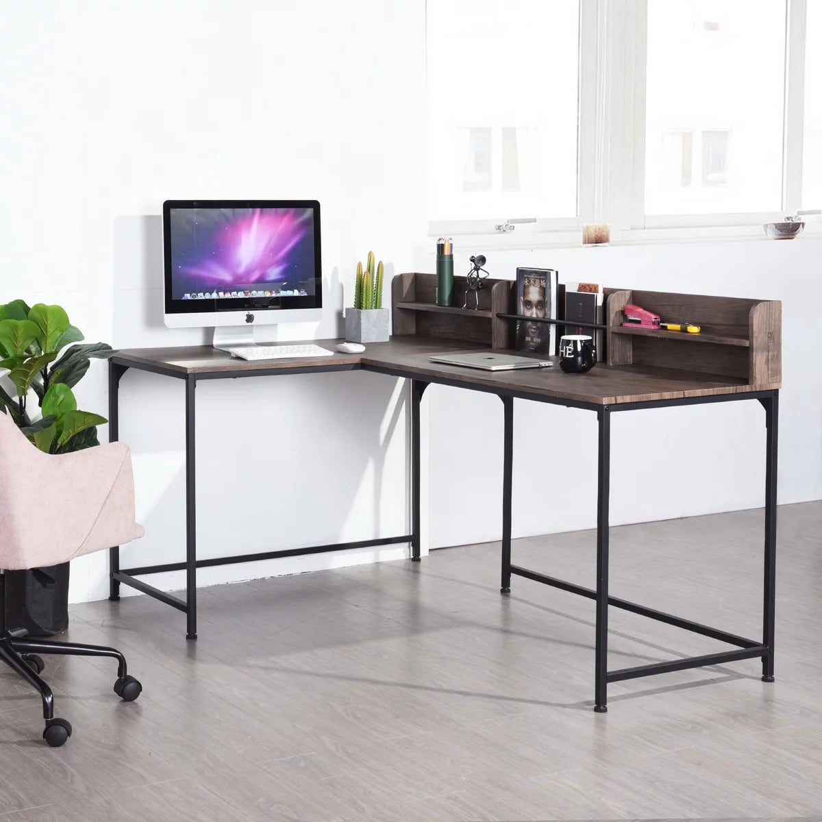 Large L-Shaped Computer Desk with Storage N3898