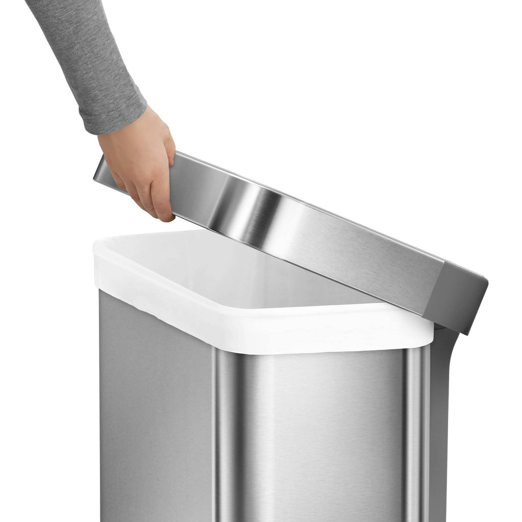 55L Rectangular Step Trash Can Brushed Silver Z127