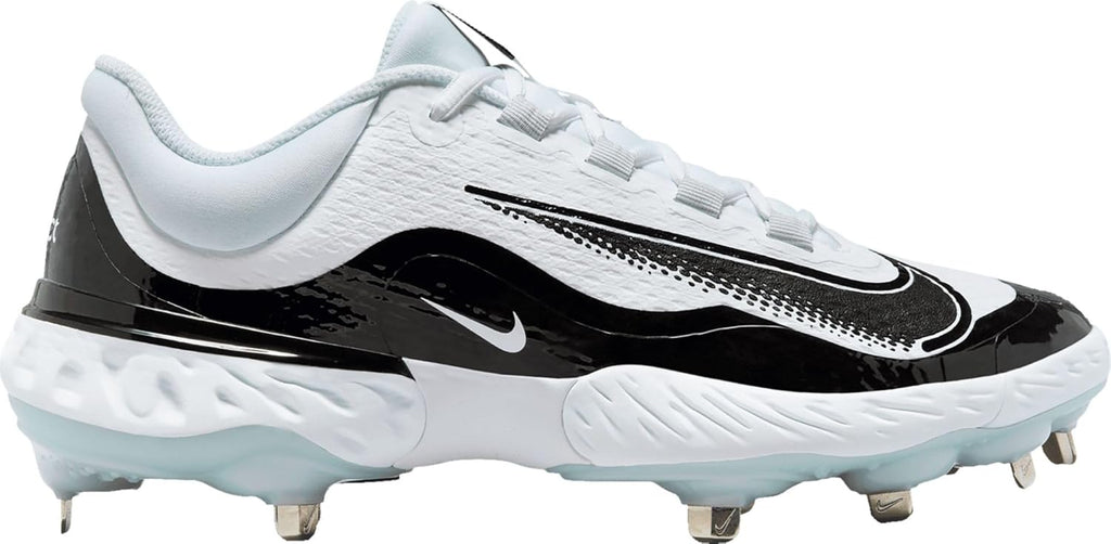 White-Black Men's Metal Baseball Cleats K9187