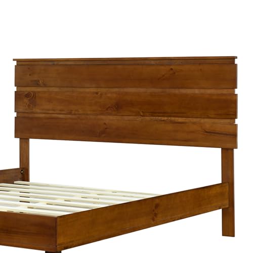 Full Size Rustic Wood Platform Bed with Tall Headboard N222945