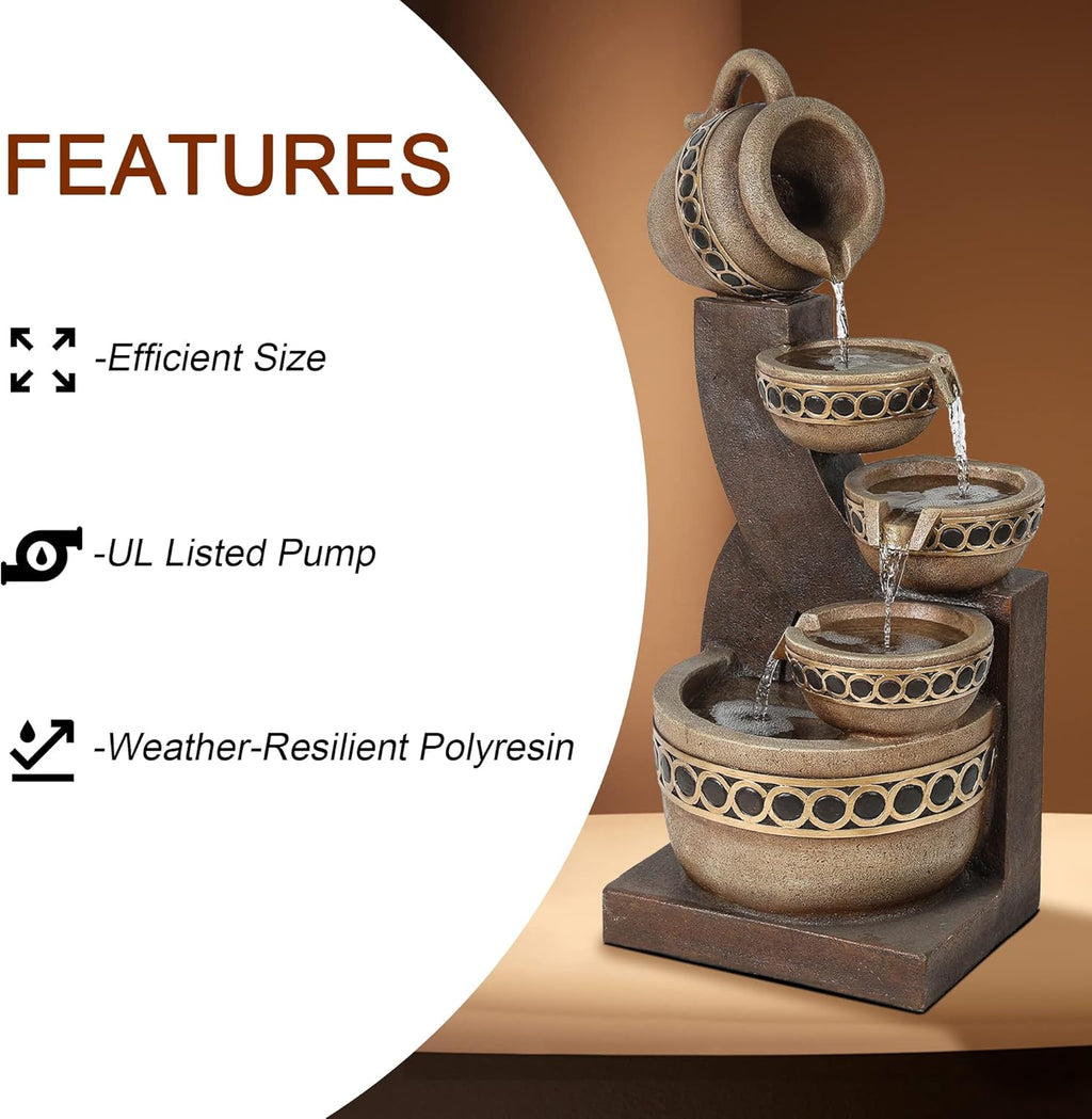 5 Tiered Polyresin Outdoor Water Fountain B393679