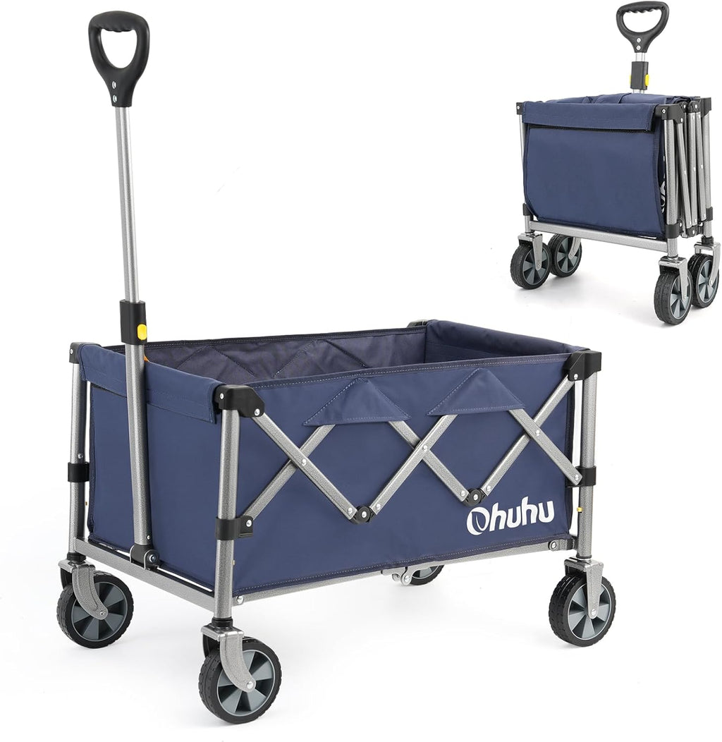 Foldable Utility Wagon with Wheels, 85L 330 LB Capacity 600D Oxford Fabric R52029