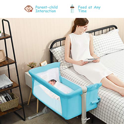 Grey Baby Bedside Crib with Carrying Bag T2664