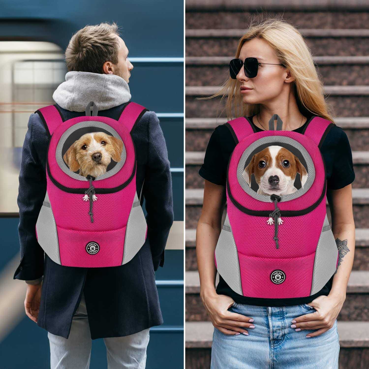 Dog Backpack Carrier Pet Carrier Travel Bag Front Pack with Safety Reflective Strips R556559