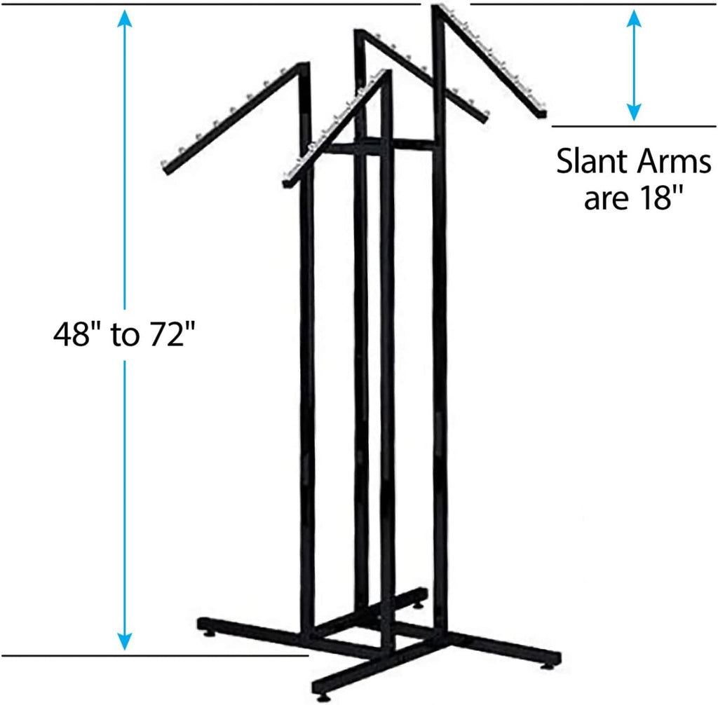 Black 4 Way Adjustable Clothing Rack with Slanted Arms Z596