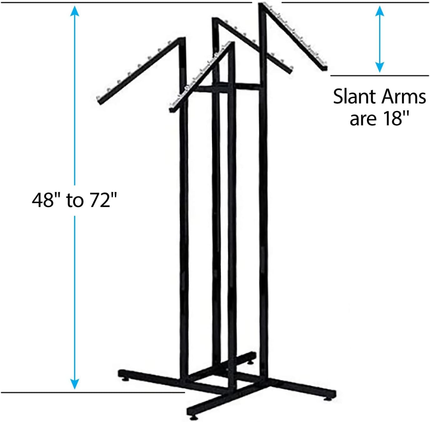 Black 4 Way Adjustable Clothing Rack with Slanted Arms Z596