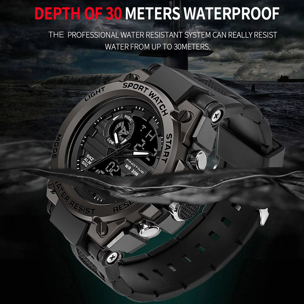 Men's Military Watch Outdoor Sports Electronic Watch Tactical Army Wristwatch LED Stopwatch Waterproof Digital Analog Watches A42338
