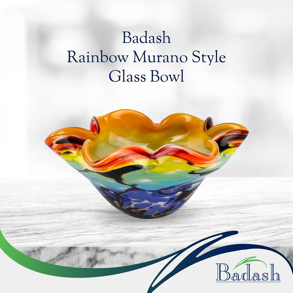 8” Mouth-Blown Art Glass Bowl H1933
