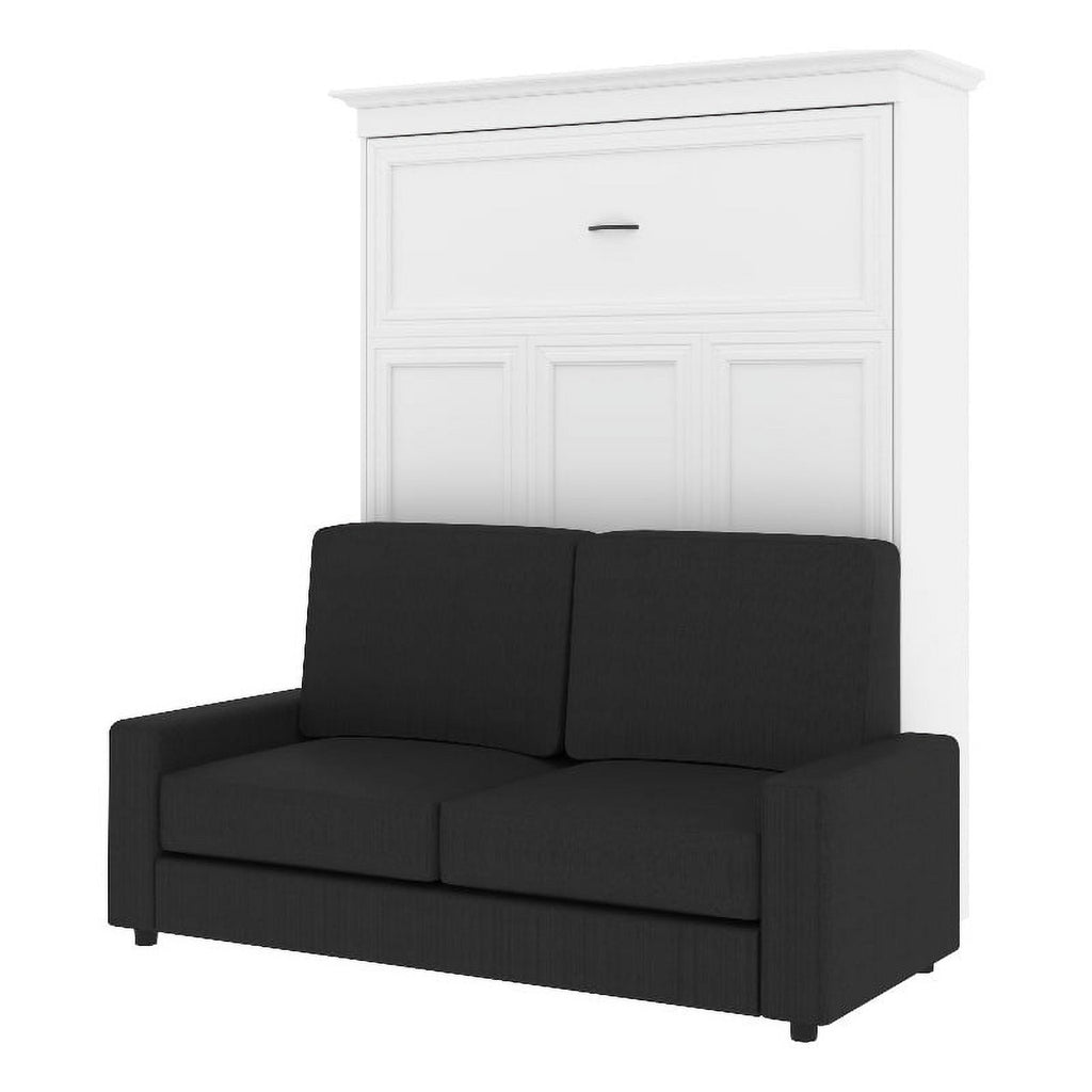 White Gray Wood Queen Murphy Bed with Sofa S784496
