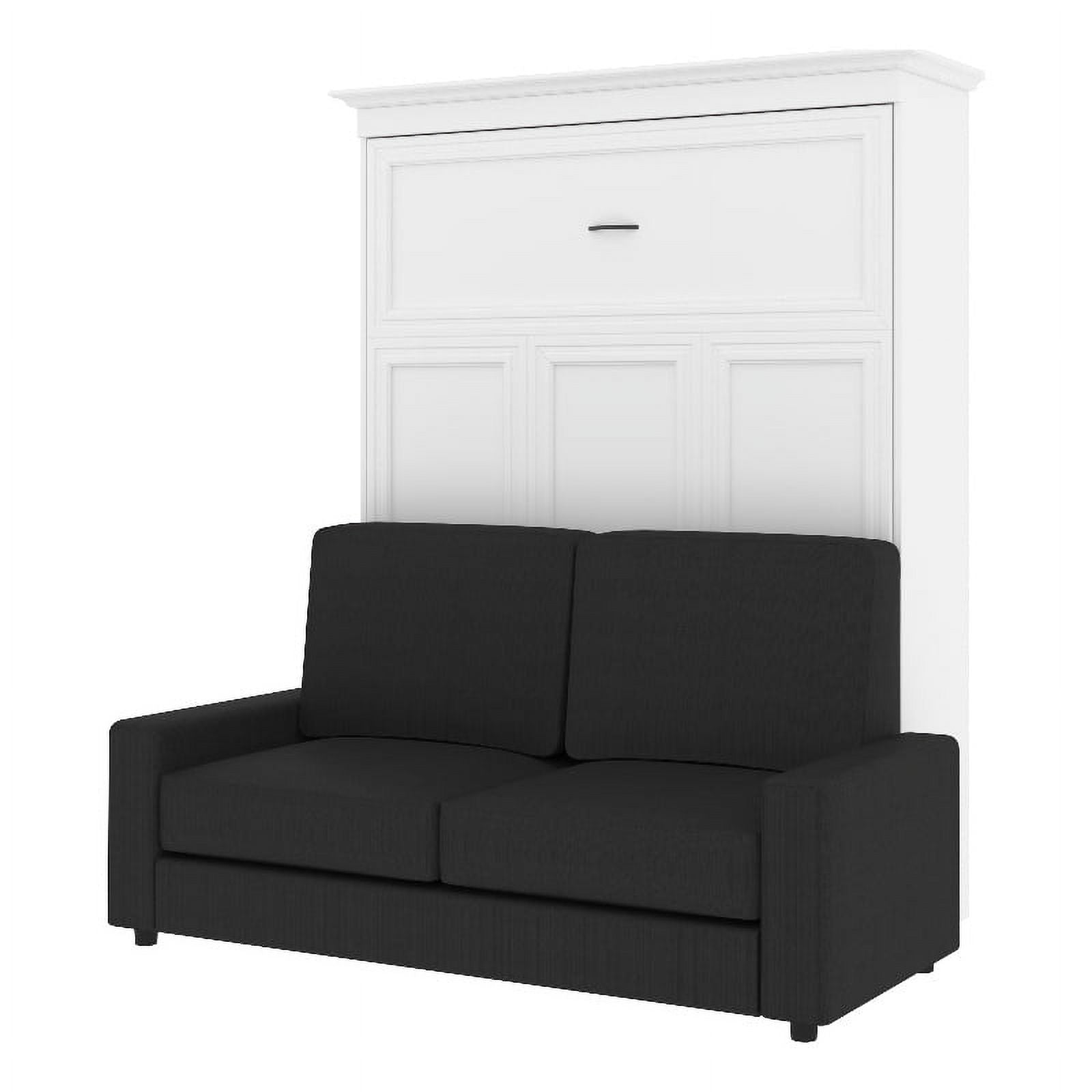 White Gray Wood Queen Murphy Bed with Sofa S784496
