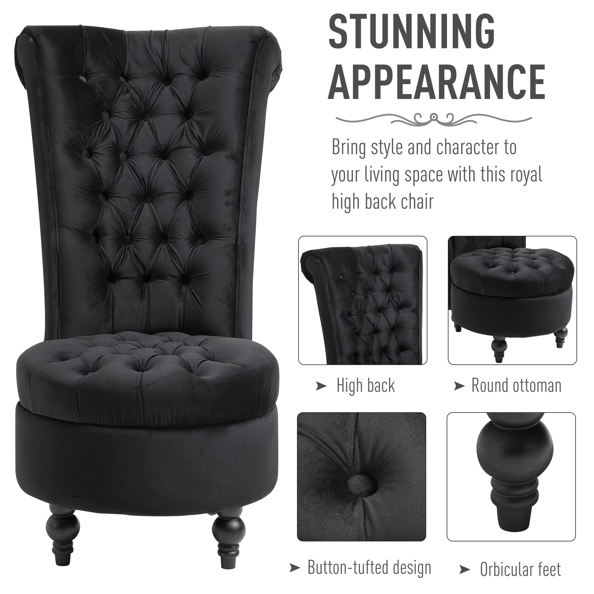 Black High Back Accent Chair P78900
