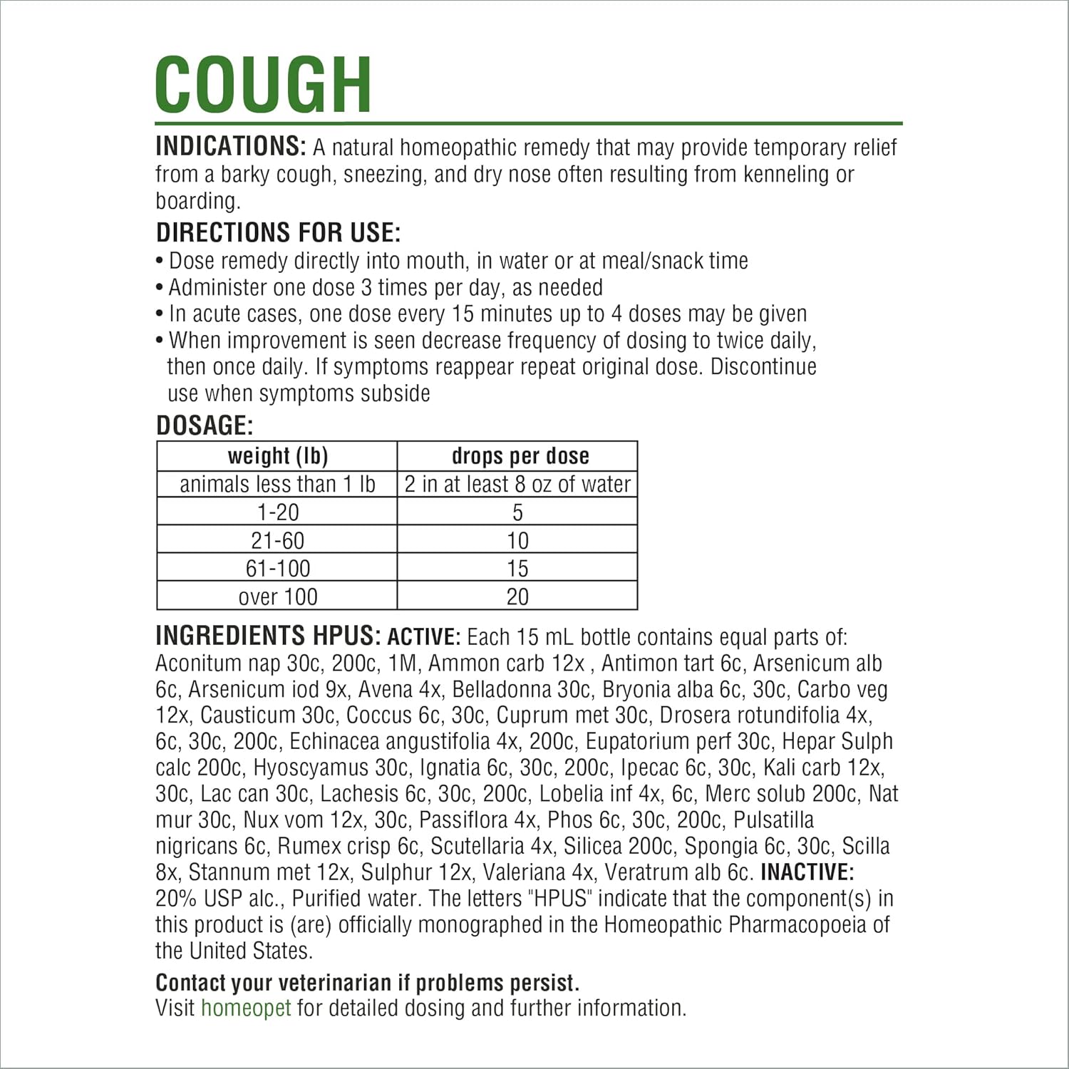 15 Milliliters Natural Cough Medicine for Pets D7413