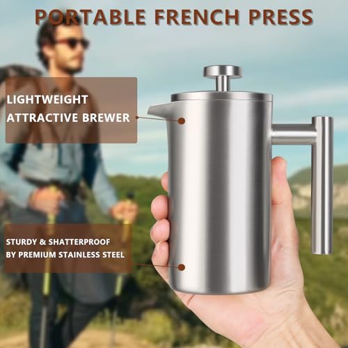 12 OZ Stainless Steel French Press Coffee Maker D12602