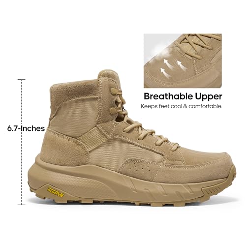 Men's Lightweight Casual Work Boots Leather Military Outdoor Hiking Motorcycle Combat Boots B61390