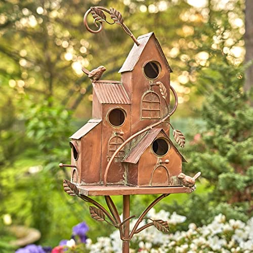 Large Copper Colored Multi-Birdhouse Stakes Y4116